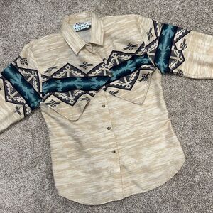 Vintage Roper Aztec Southwestern Shirt Women Medium‎ Made In USA Western Rodeo